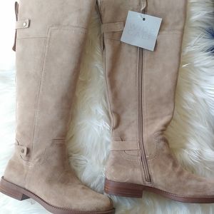 Franco Sarto Wide Calf Tan Suede Riding Boots